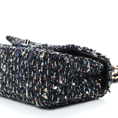 Chanel Glittered Tweed Quilted Mini Rectangular Flap Navy Blue Mulitcolor 9 of 11