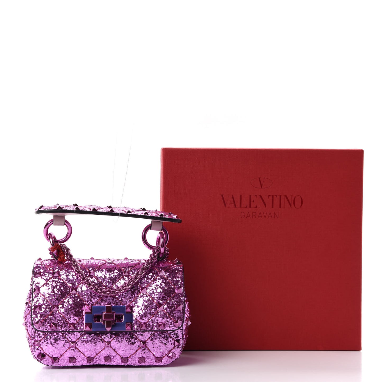 Glitter Micro Rockstud Spike Shoulder Bag Water Lilac