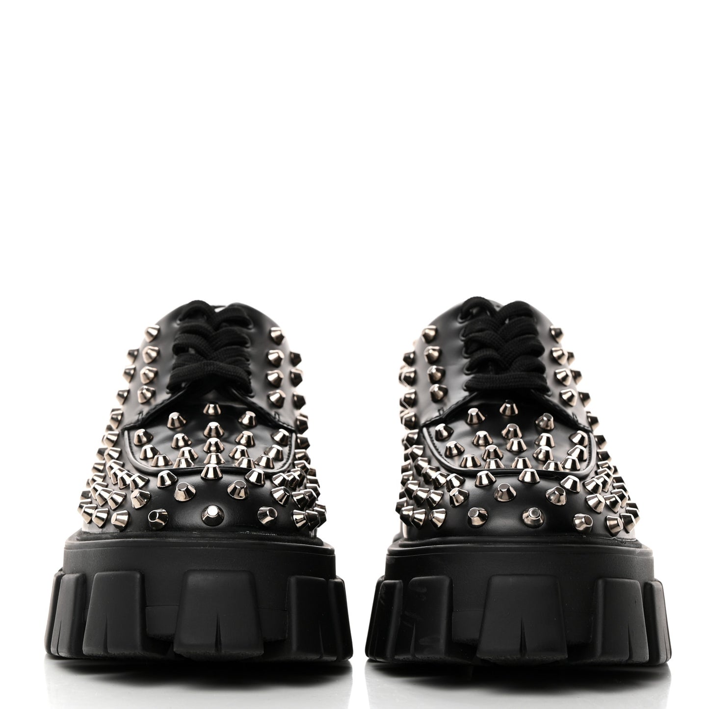 Spazzolato Rois Studded Lace Up Monolith 55mm Derby Loafers 36.5 Black