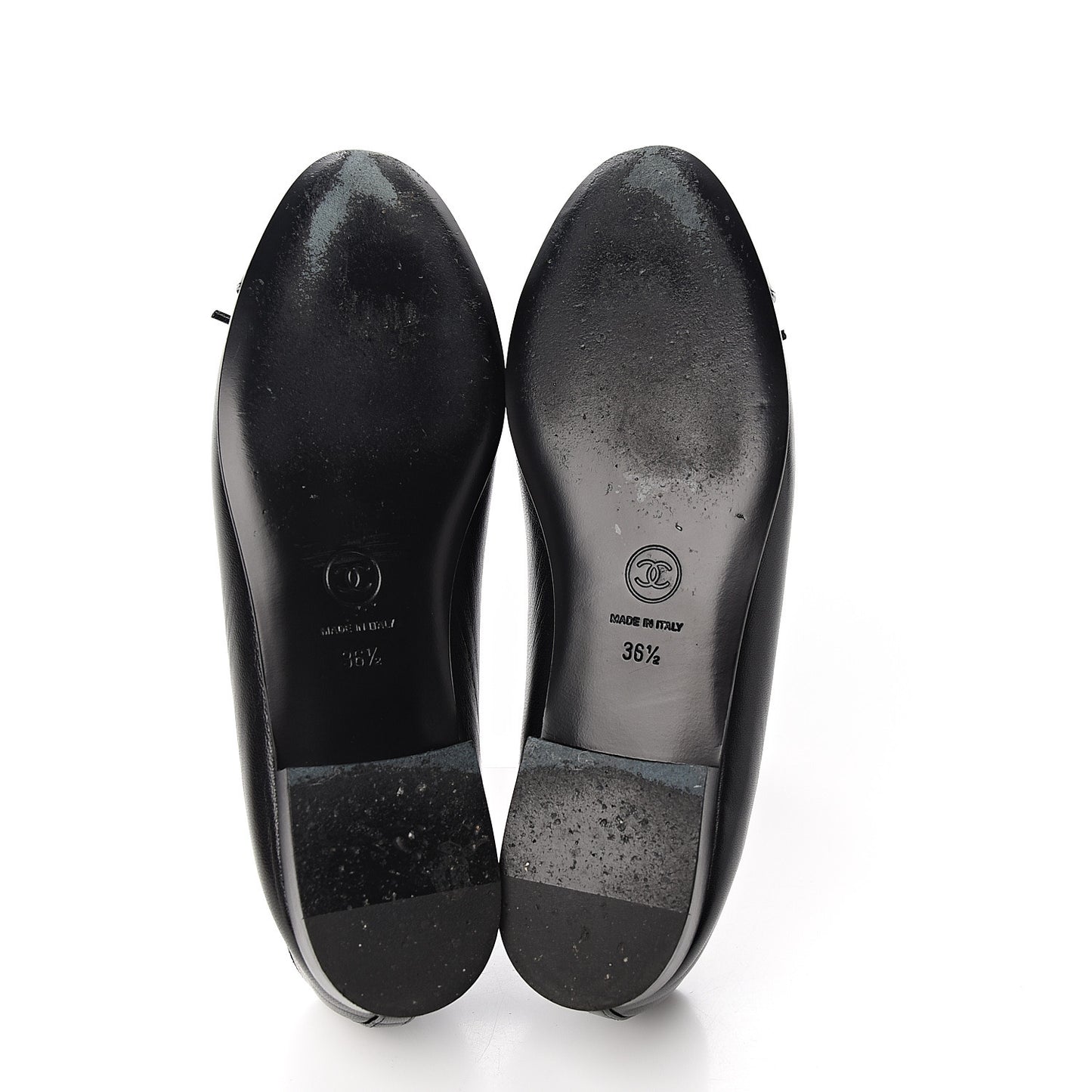 Lambskin Patent CC Cap Toe Ballerina Flats 36.5 Black