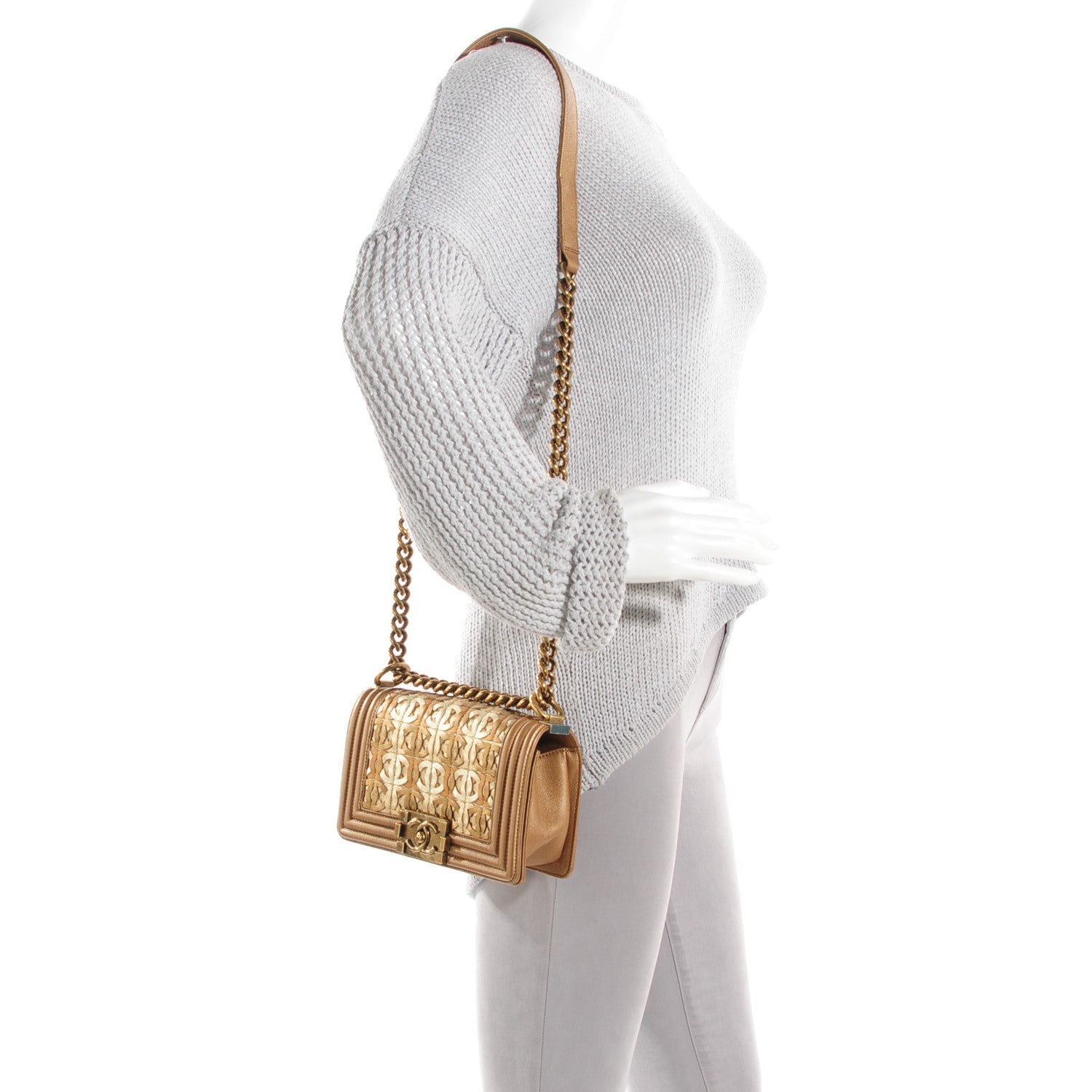 Chanel Metallic Lambskin Small Golden CC Boy Flap Gold 2 of 8