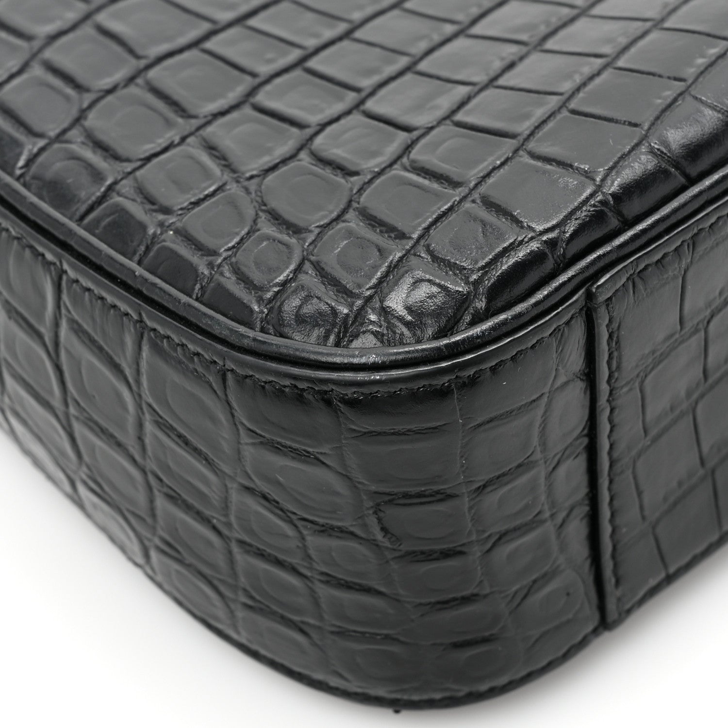 Saint Laurent Calfskin Crocodile Embossed LE 5 A 7 Hobo Black 13 of 14