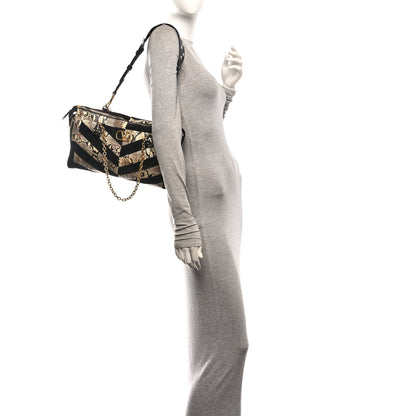 Valentino Garavani Suede Snakeskin Chevron Patchwork Medium Panthea Bag Tundra 2 of 10