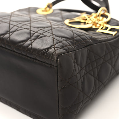 Christian Dior Lambskin Cannage Medium Lady Dior Dark Brown 10 of 14