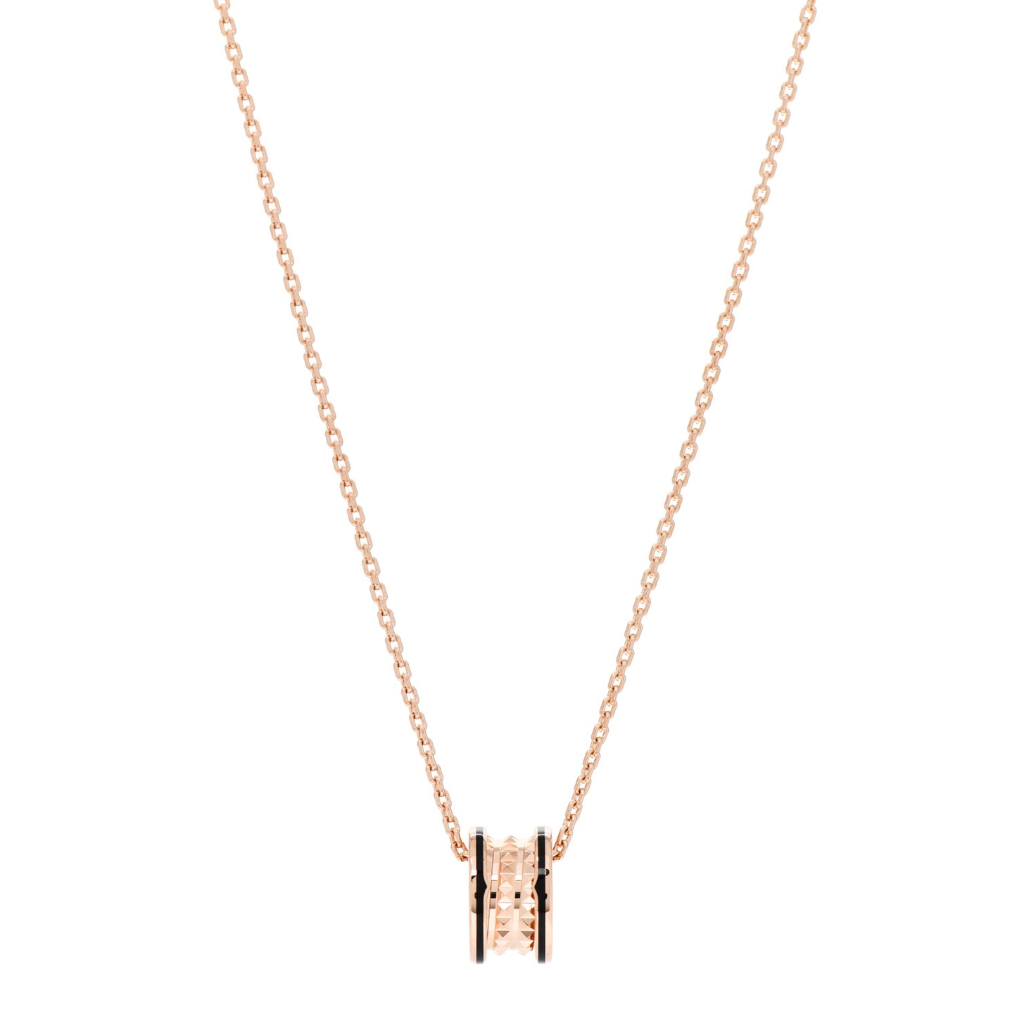 18K Rose Gold Black Ceramic B.Zero1 Rock Pendant Necklace