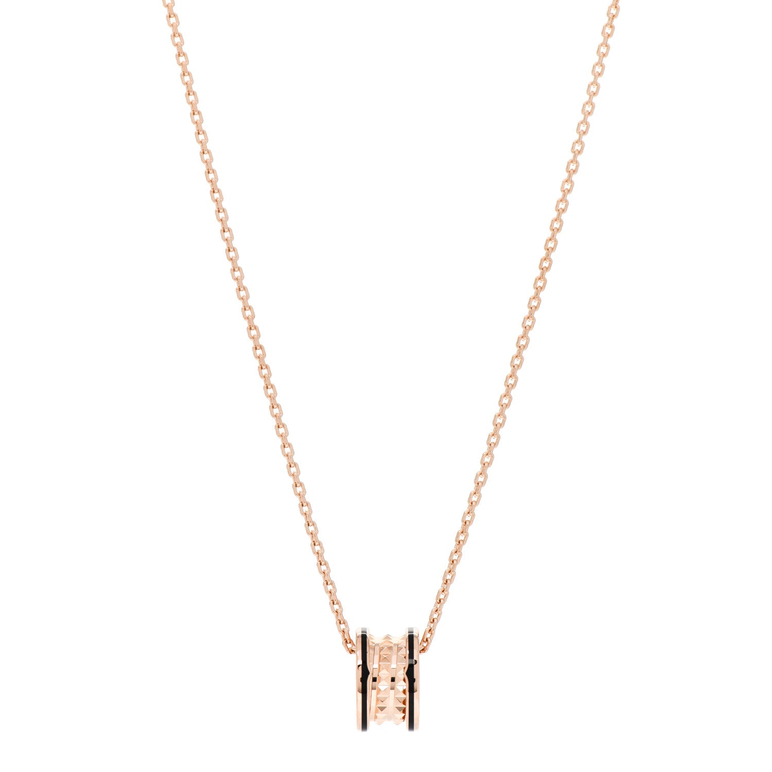 Bulgari 18K Rose Gold Black Ceramic B.Zero1 Rock Pendant Necklace 1 of 8