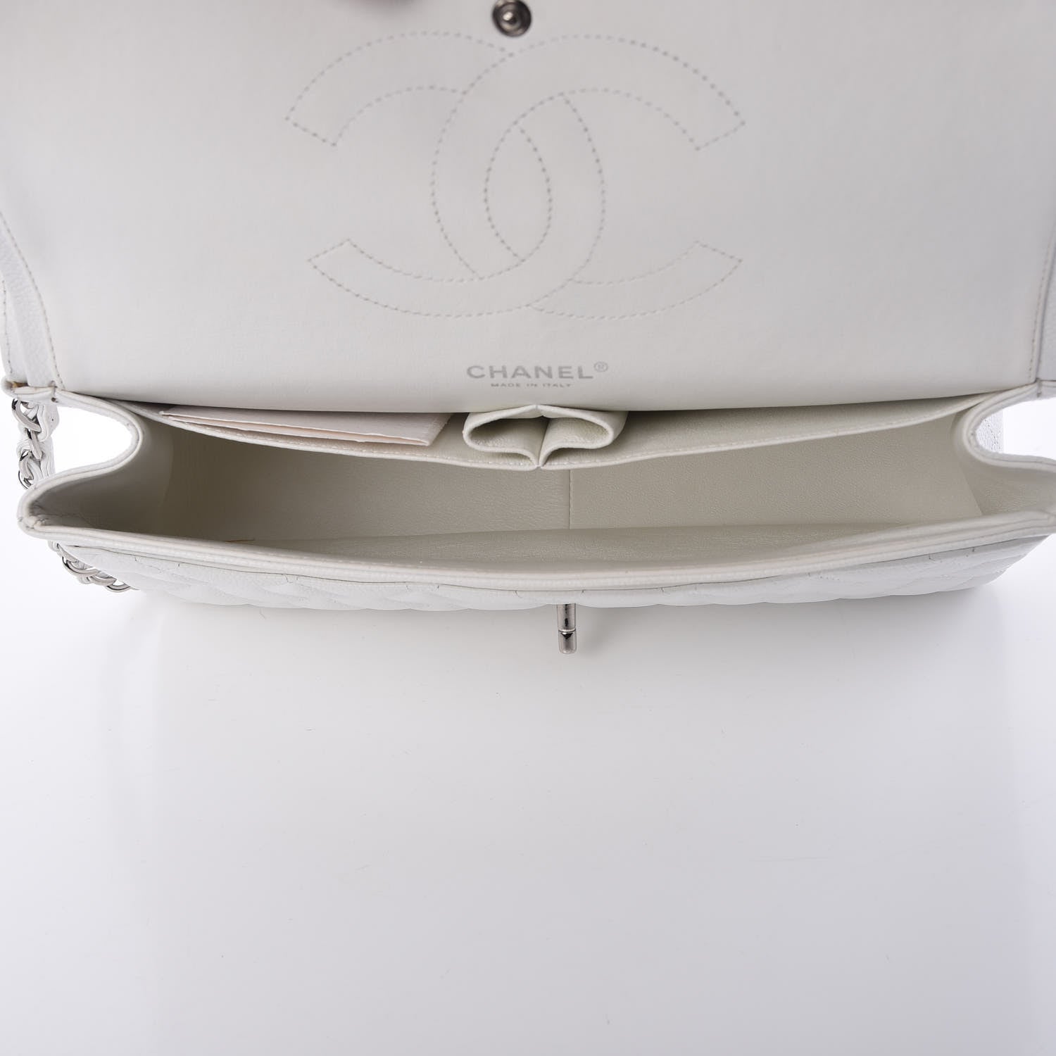 Chanel Caviar Quilted Jumbo Double Flap White 8 of 14