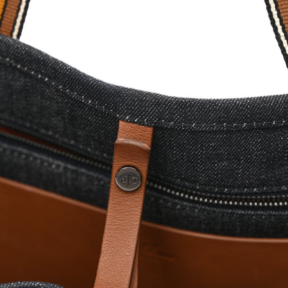 Loro Piana Denim Cotton Canvas The Suitcase Stripe Tote Blue 12 of 12