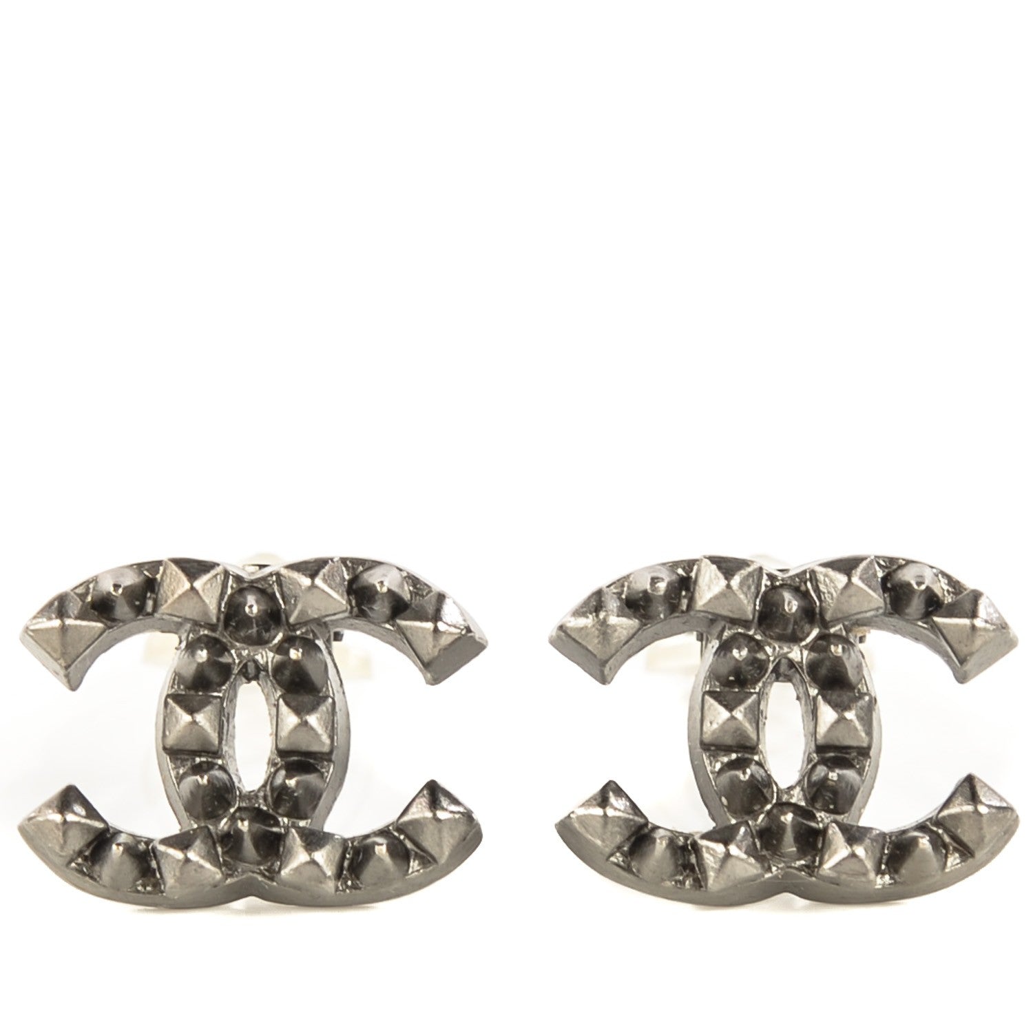 Chanel Ruthenium CC Spike Clip On Earrings 1 of 6