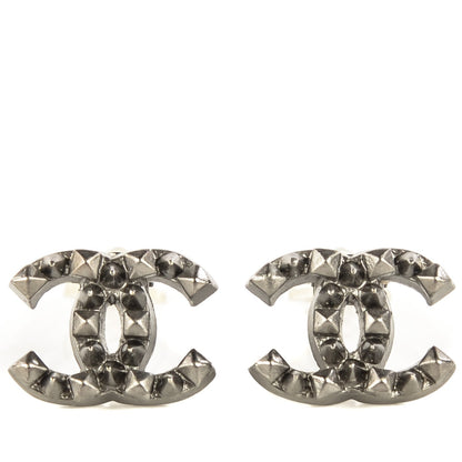 Chanel Ruthenium CC Spike Clip On Earrings 1 of 6
