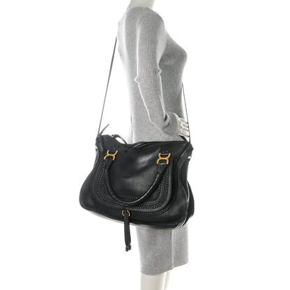 Chloe Calfskin Braided Large Marcie Satchel Black 2 of 7