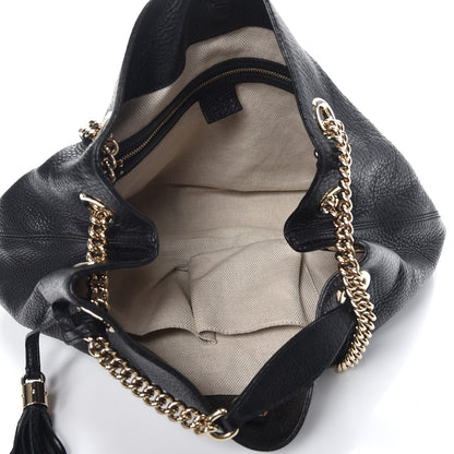Gucci Pebbled Calfskin Medium Soho Chain Shoulder Bag Black 6 of 9