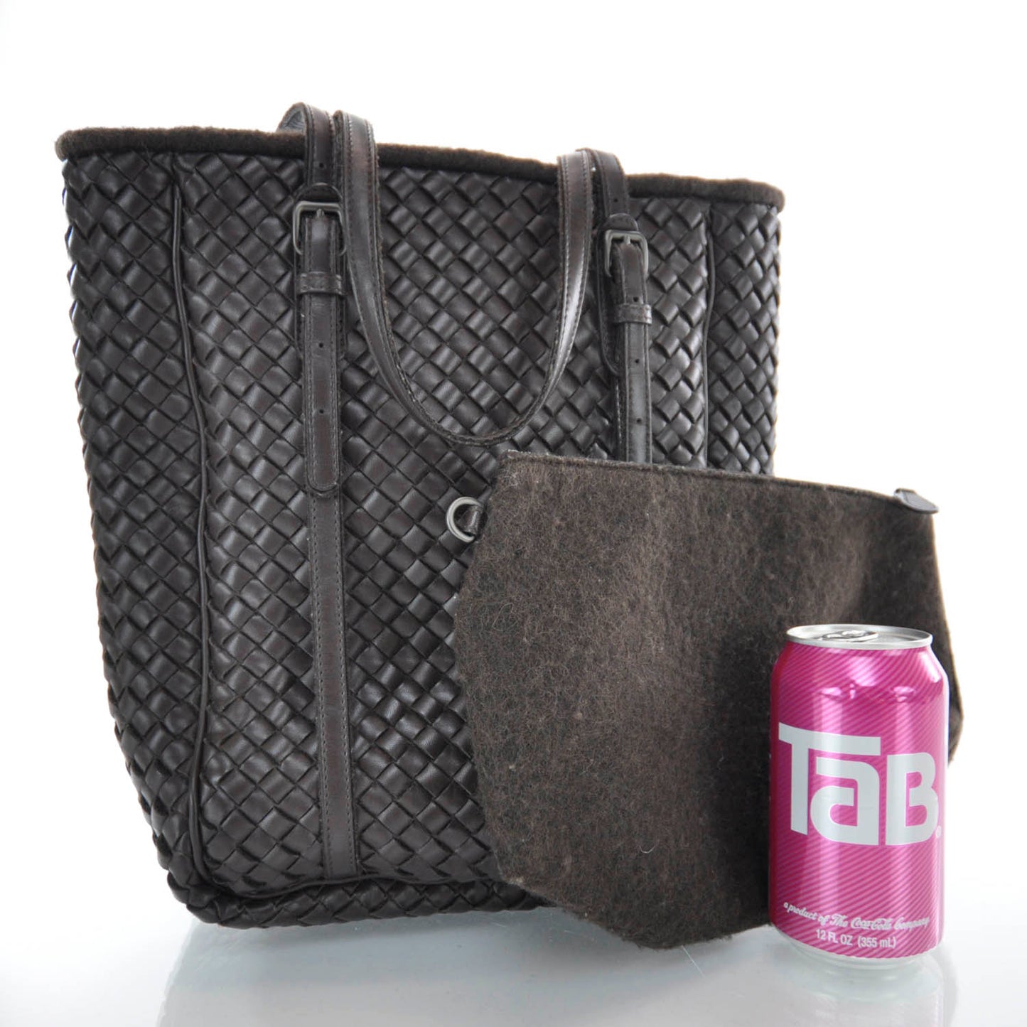 Nappa Intrecciato Shoulder Bag Ebano
