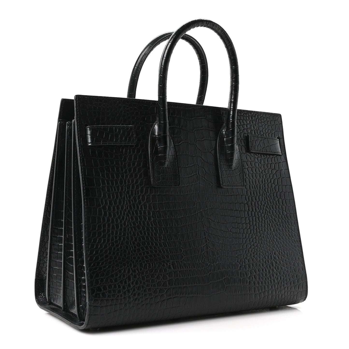 Calfskin Crocodile Embossed Small Sac de Jour Black