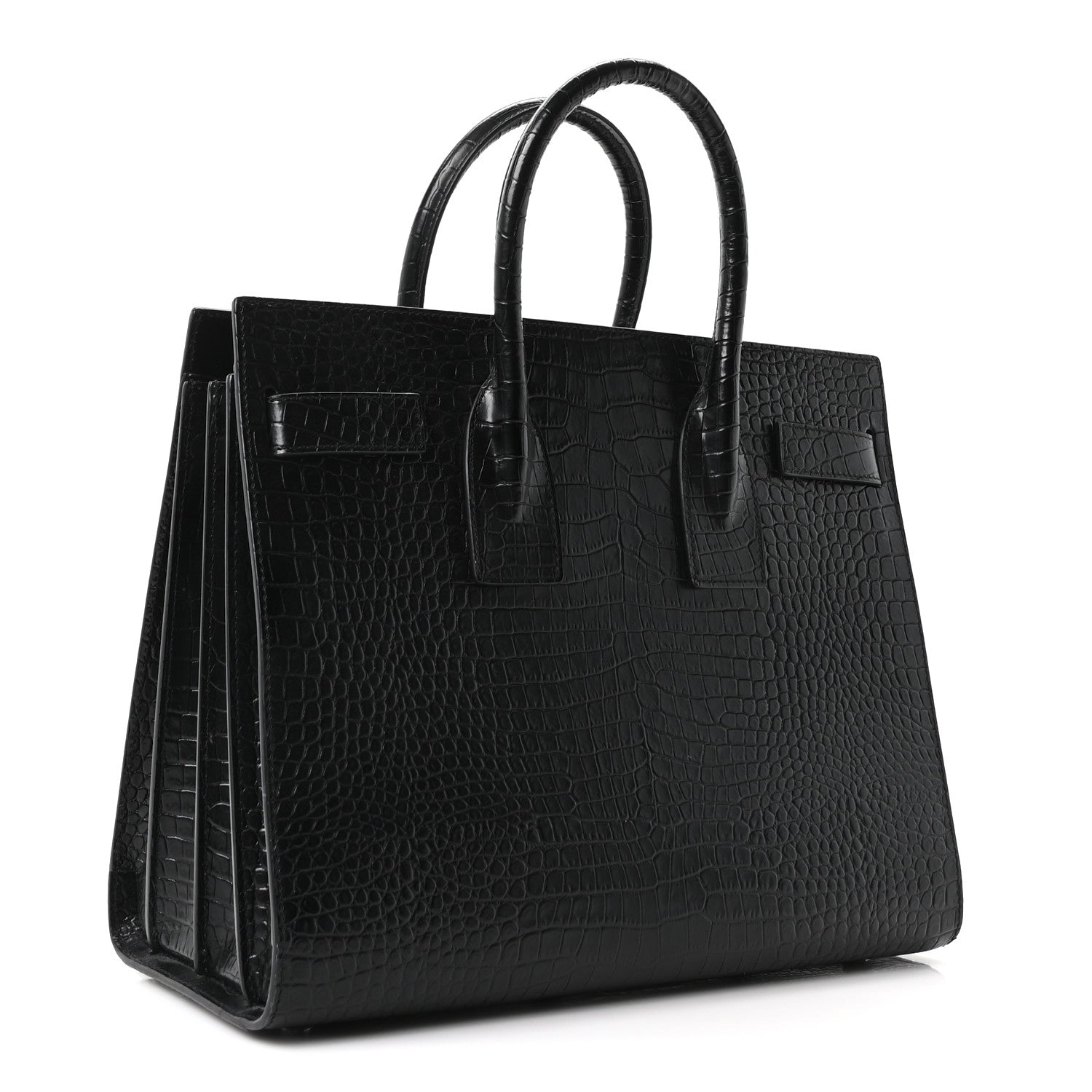 Saint Laurent Calfskin Crocodile Embossed Small Sac de Jour Black 3 of 10