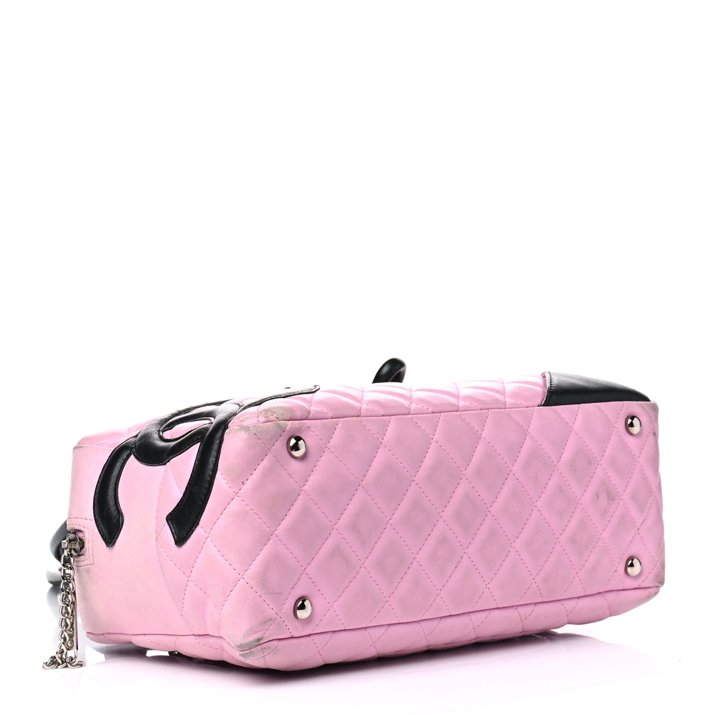 Calfskin Quilted Large Cambon Bowler Pink Black