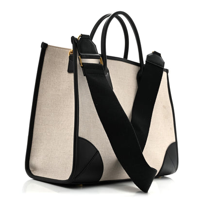 MCM Calfskin Linen Large Munchen Tote Black 4 of 12