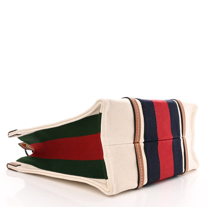 Gucci Canvas Calfskin Web Small Interlocking G Tote Bag Red Blue 4 of 10