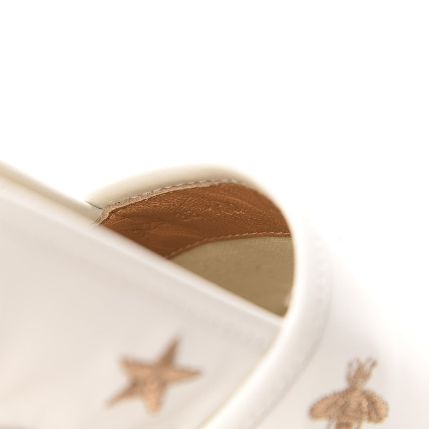 Calfskin Bee Star Embroidered Espadrilles 38 White