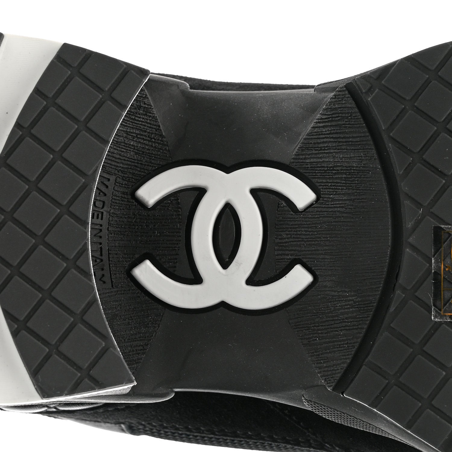 Chanel Mixed Fibers Suede Shiny Calfskin Womens CC Sneakers 39.5 Black 6 of 10