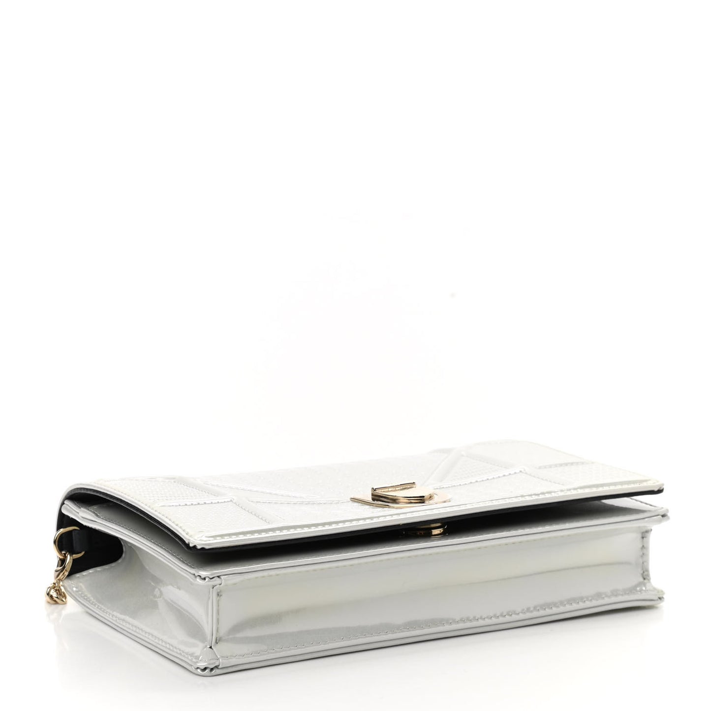 Patent Micro-Cannage Diorama Wallet on Chain Pouch White