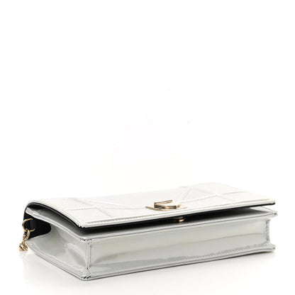 Christian Dior Patent Micro-Cannage Diorama Wallet on Chain Pouch White 4 of 13