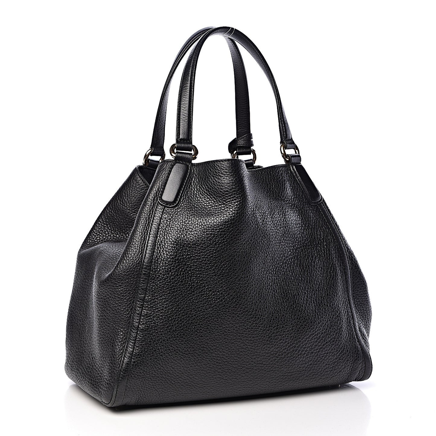 Pebbled Calfskin Medium Soho Shoulder Bag Black