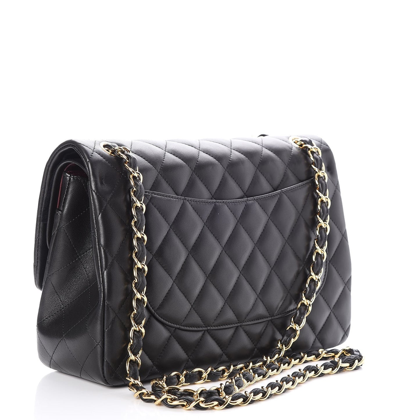 Lambskin Quilted Jumbo Double Flap Black
