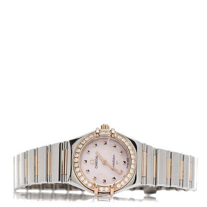 Omega Stainless Steel 18K Yellow Gold Diamond Bezel Pink Mother of Pearl 22mm Constellation My Choice Quartz Watch 1368.73.00 3 of 11