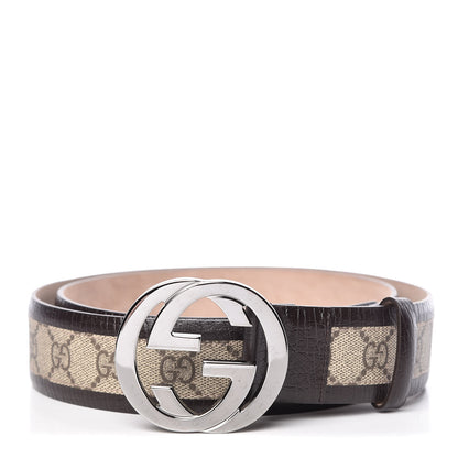 Gucci GG Supreme Monogram Niagara Lux Calfskin Interlocking G 40mm Belt 100 40 Beige Ebony Cocoa 1 of 7