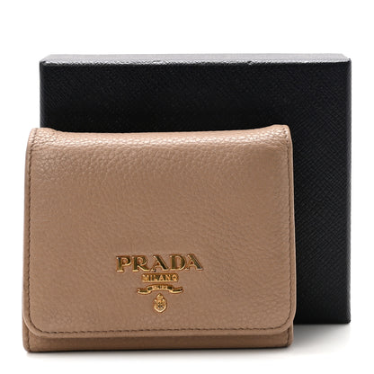 Prada Vitello Daino Metal Tri-Fold Wallet Cammeo 7 of 7