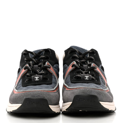 Chanel Nylon Calfskin Suede Womens CC Sneakers 39 Grey Pink 2 of 32