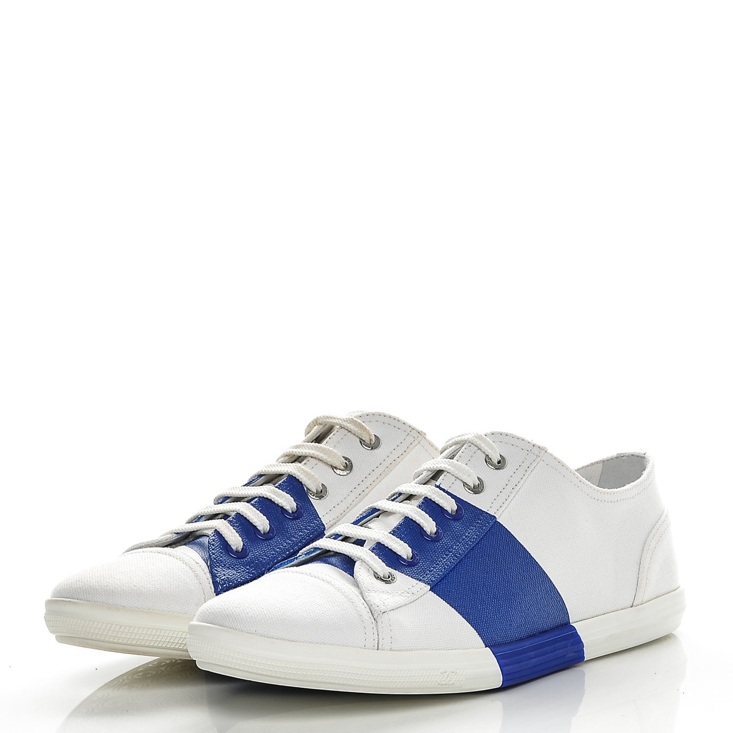 Chanel Canvas CC Sneakers 40.5 White Blue 3 of 7