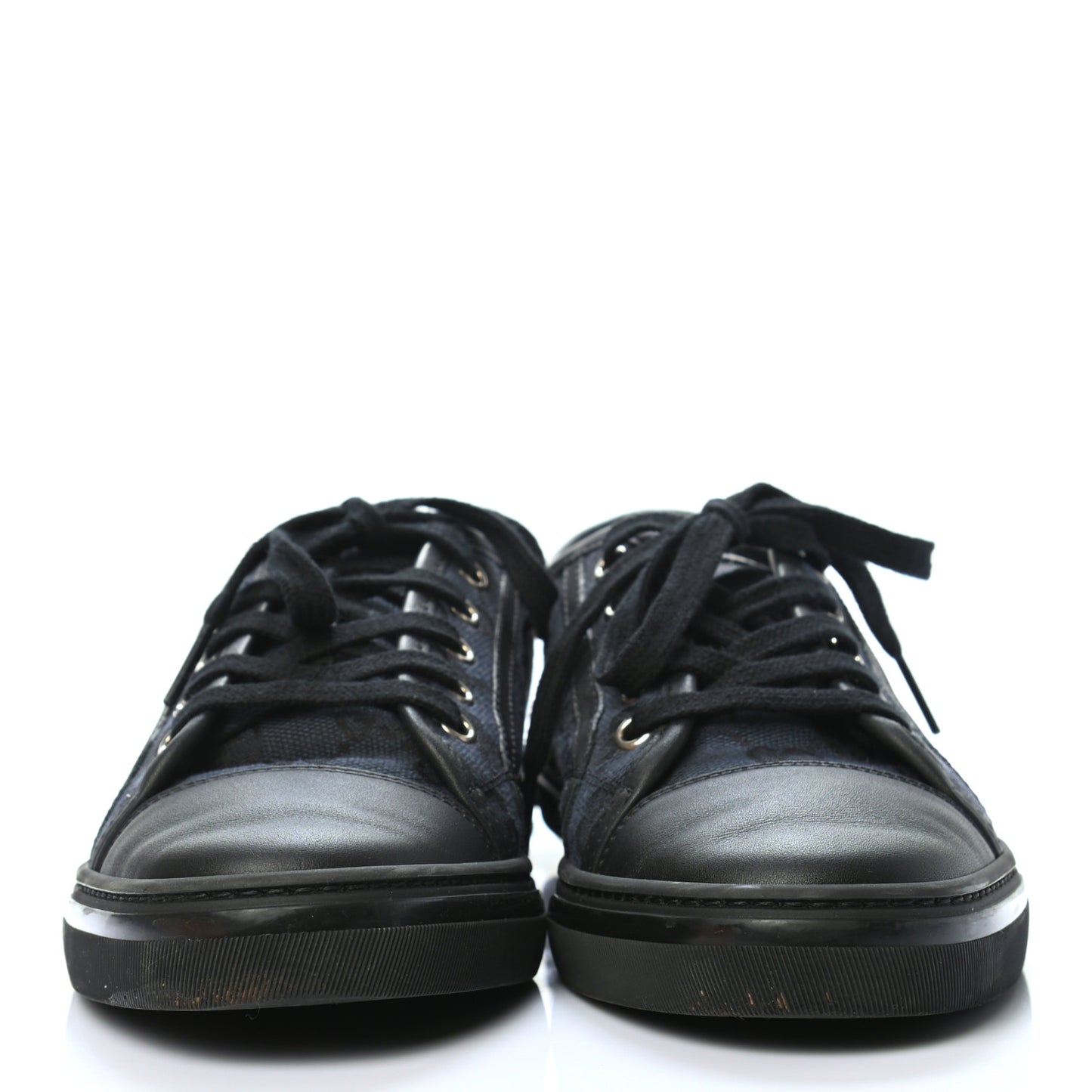 GG Monogram Calfskin Womens Low Top Sneakers 37 Piombo Black