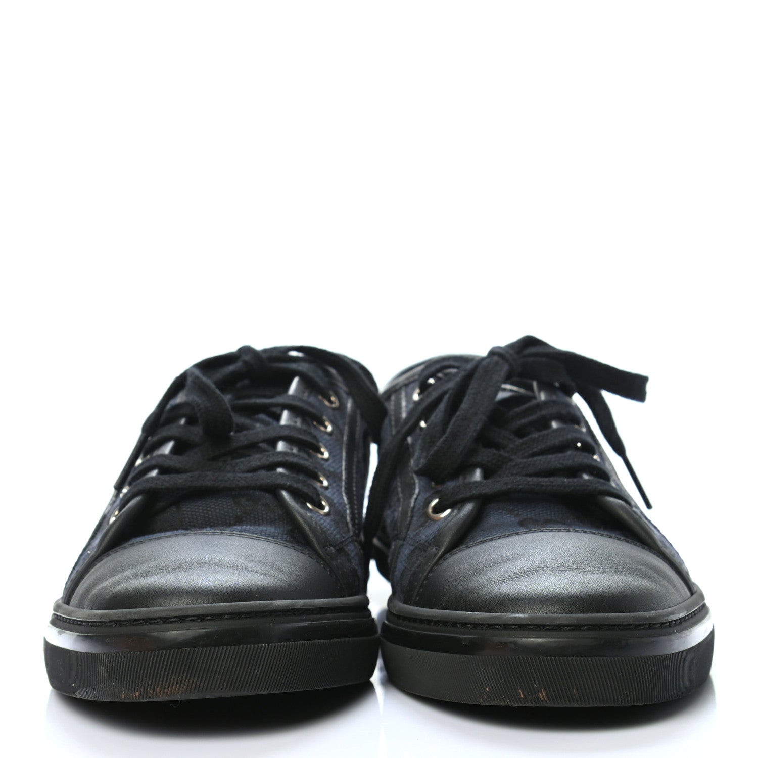 Gucci GG Monogram Calfskin Womens Low Top Sneakers 37 Piombo Black 2 of 8