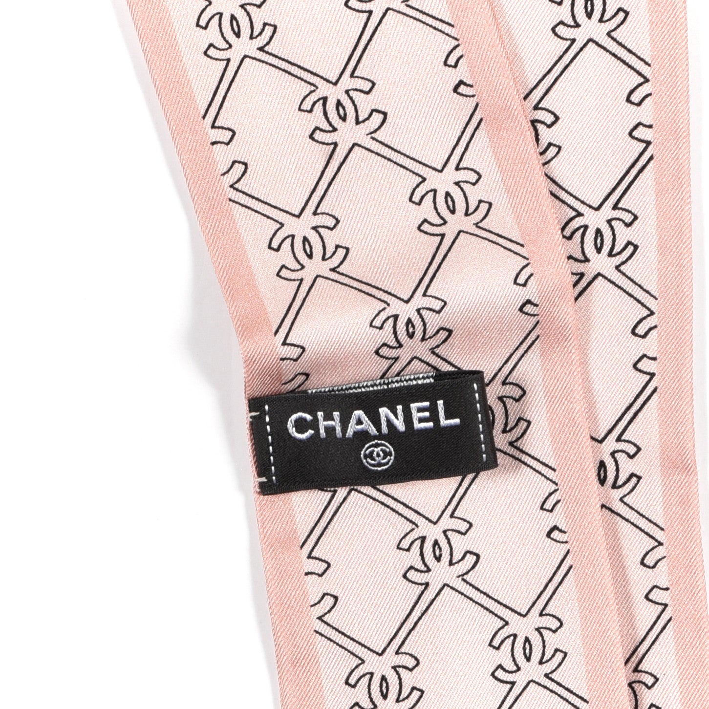 Chanel Silk CC Lucky Symbols Slim Bandeau Scarf Pink Multicolor 3 of 3