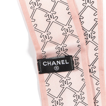 Chanel Silk CC Lucky Symbols Slim Bandeau Scarf Pink Multicolor 3 of 3
