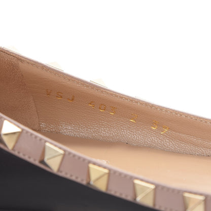 Valentino Garavani Calfskin Nappa Rockstud Flats 39 Black Poudre 10 of 12