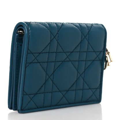 Christian Dior Lambskin Cannage Mini Lady Dior Wallet Deep Ocean 3 of 7