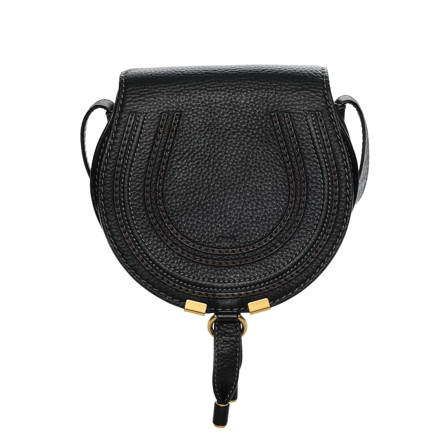 Calfskin Mini Marcie Round Crossbody Bag Black