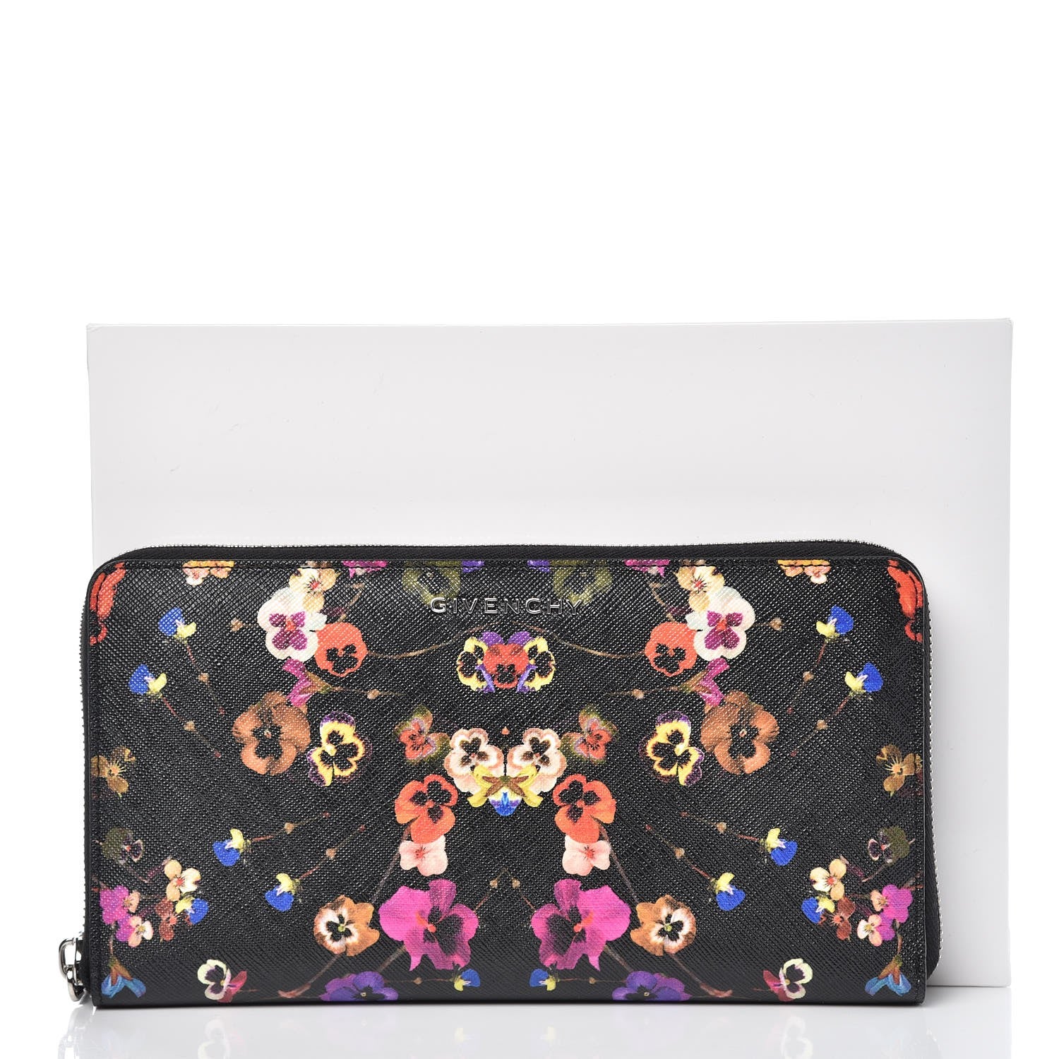 Givenchy Textured Coated Canvas Pansy Print Travel Zip Around Wallet Multicolor 7 of 7