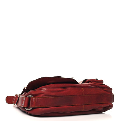 Christian Dior Calfskin Medium Gaucho Double Saddle Bag Red 4 of 13