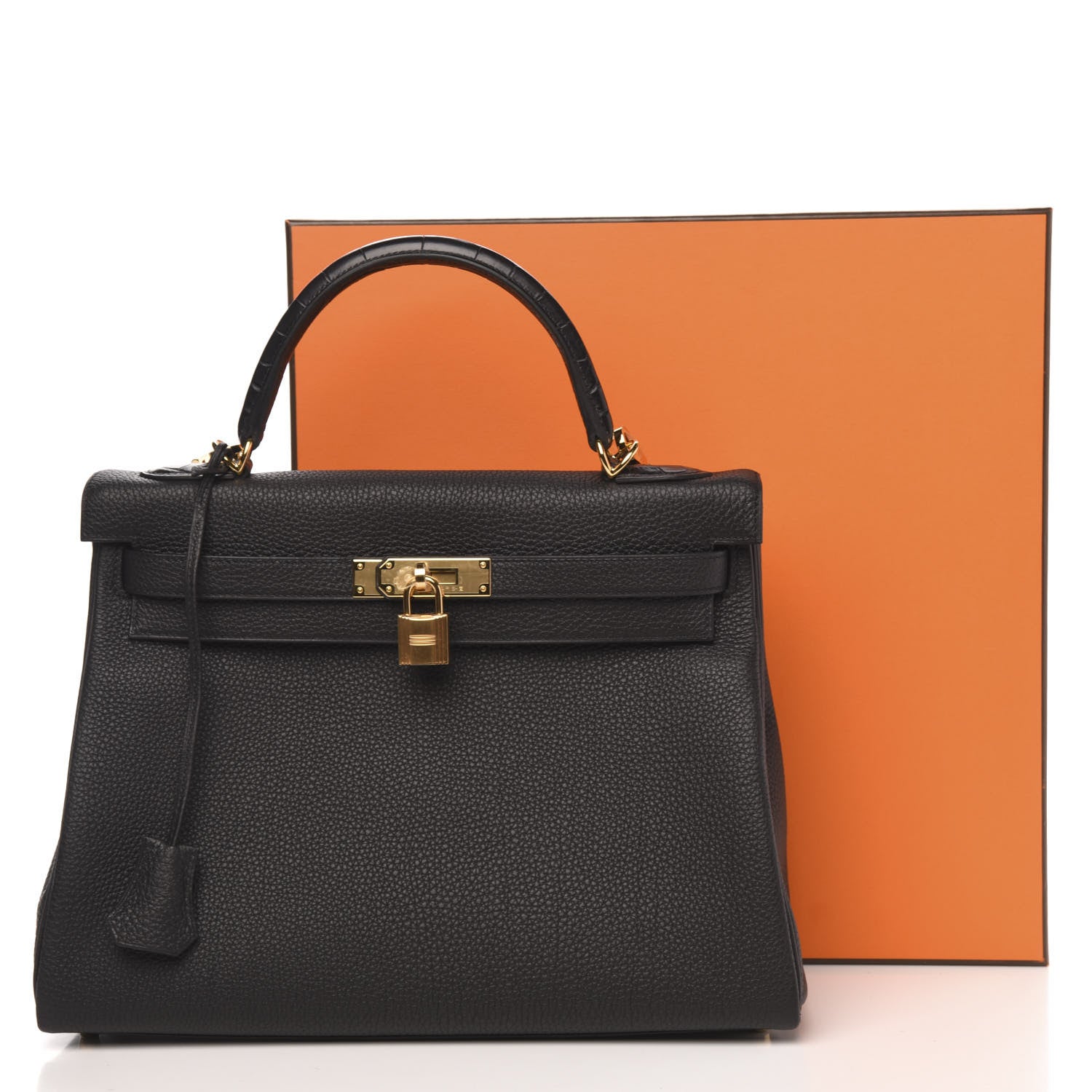 Hermes Togo Matte Alligator Kelly Retourne Touch 32 Black 11 of 11