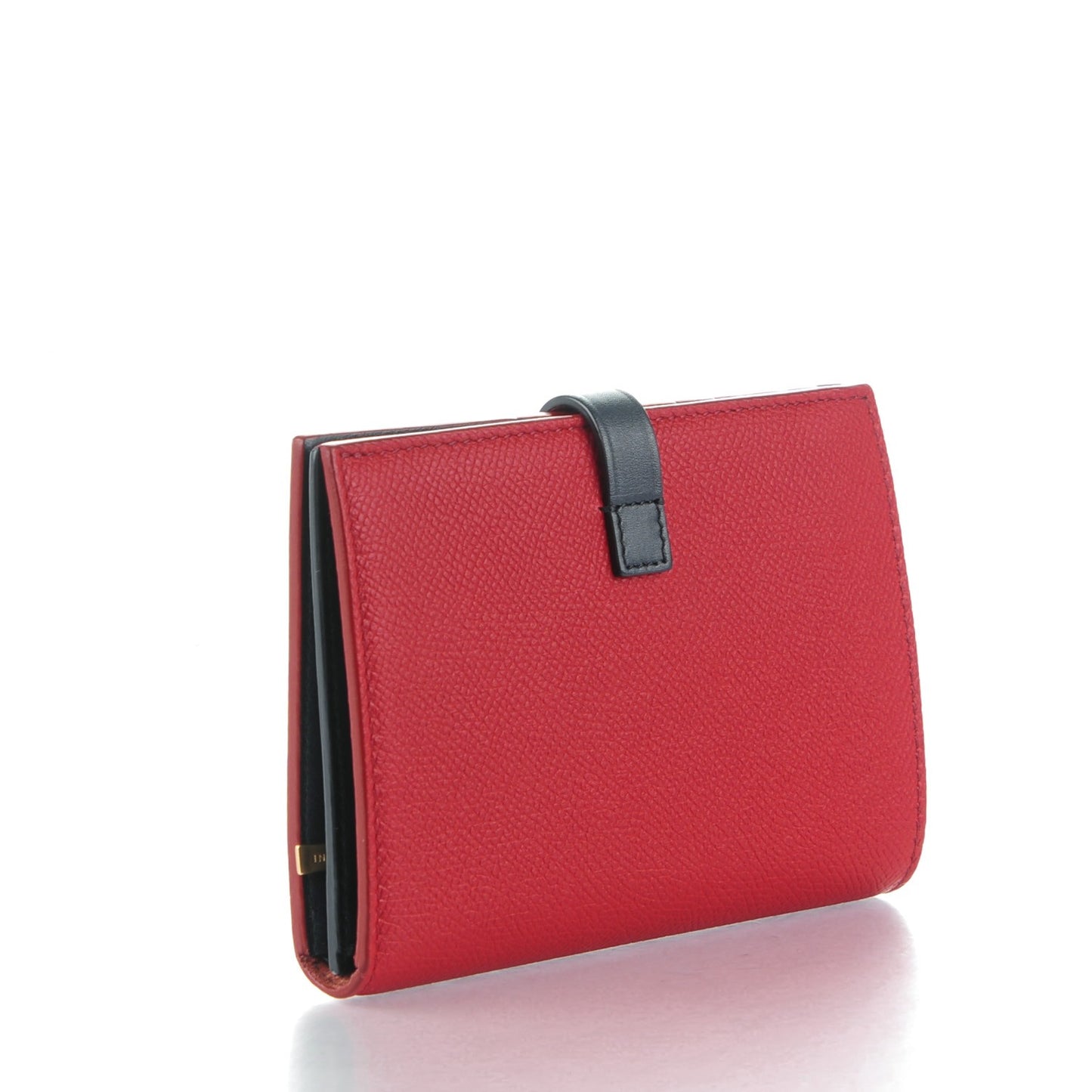 Grained Calfskin Large Multifunction Strap Wallet Coquelicot