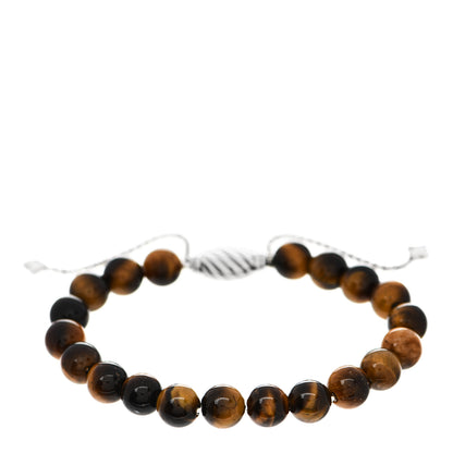 David Yurman Sterling Silver Tiger's Eye 8mm Spiritual Beads Adjustable Bracelet 1 of 3