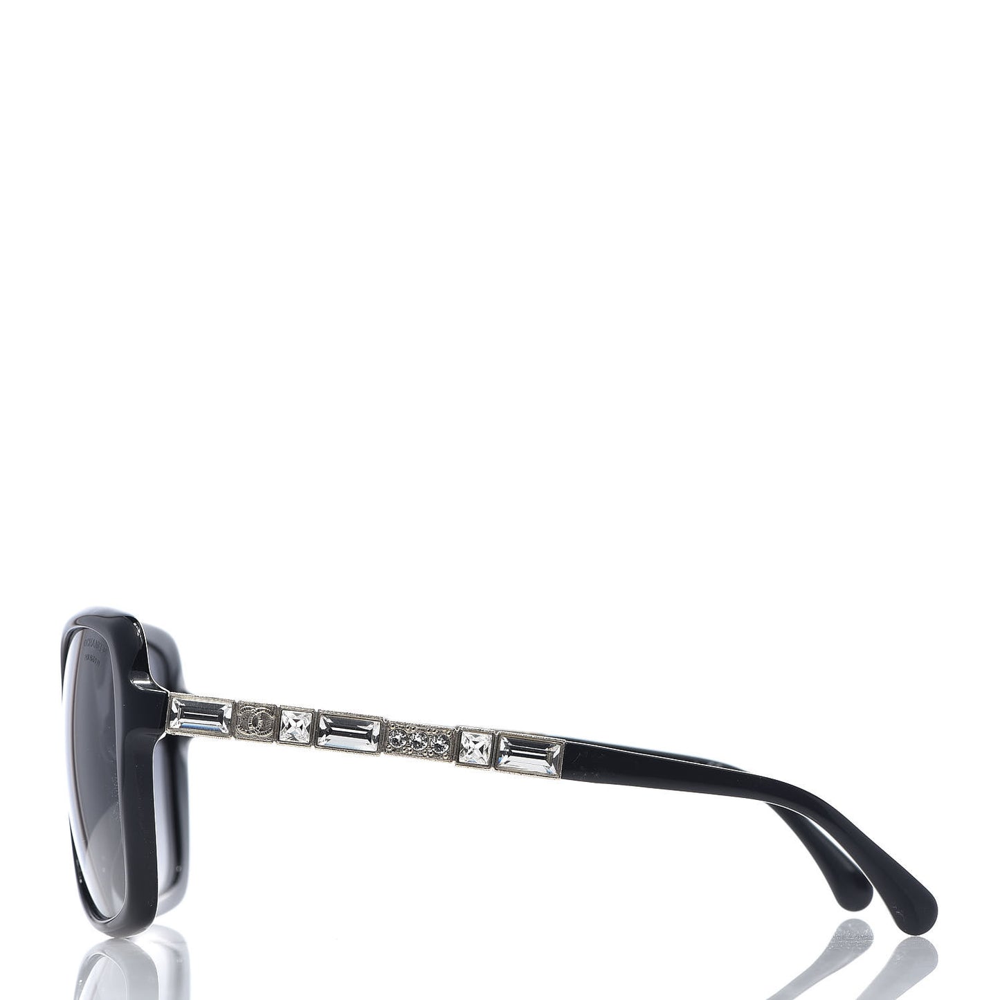 Crystal Baguette Polarized Square Sunglasses 5308-B Black