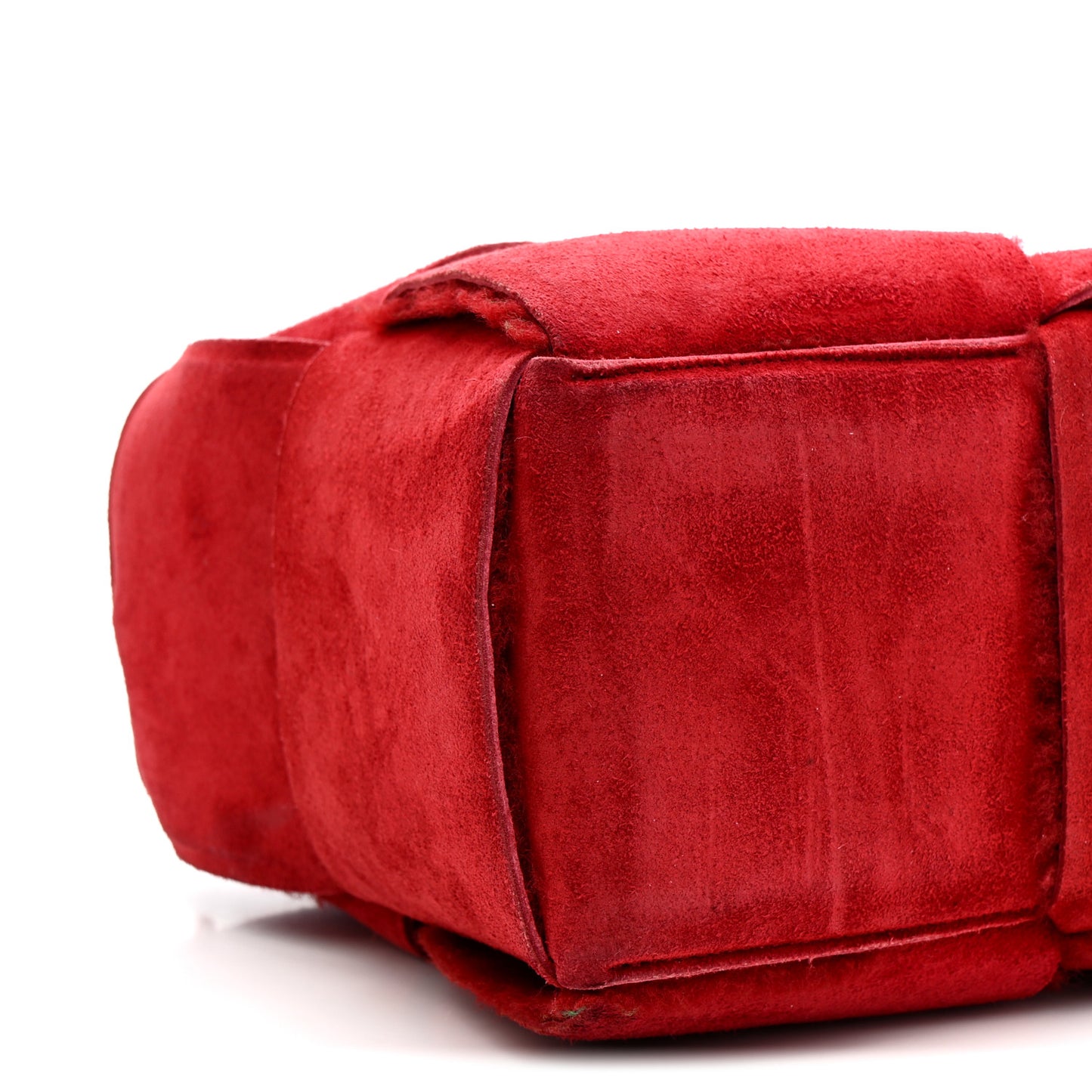Suede Shearling Maxi Intrecciato Small Arco Tote Red