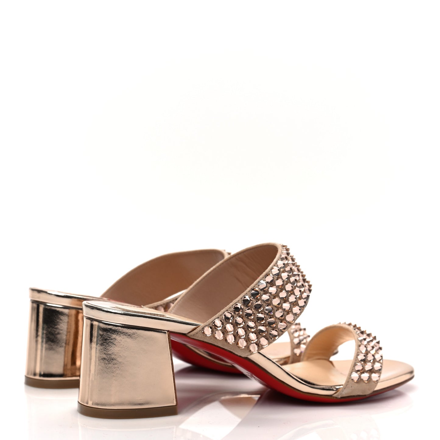 Suede Specchio Spikes Krystal Fever Version 85 Slide Sandals 36 Gold