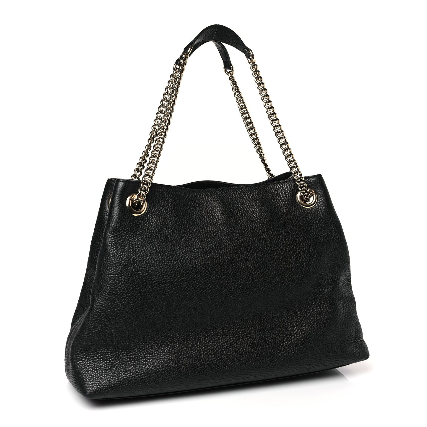 Pebbled Calfskin Medium Soho Chain Shoulder Bag Black