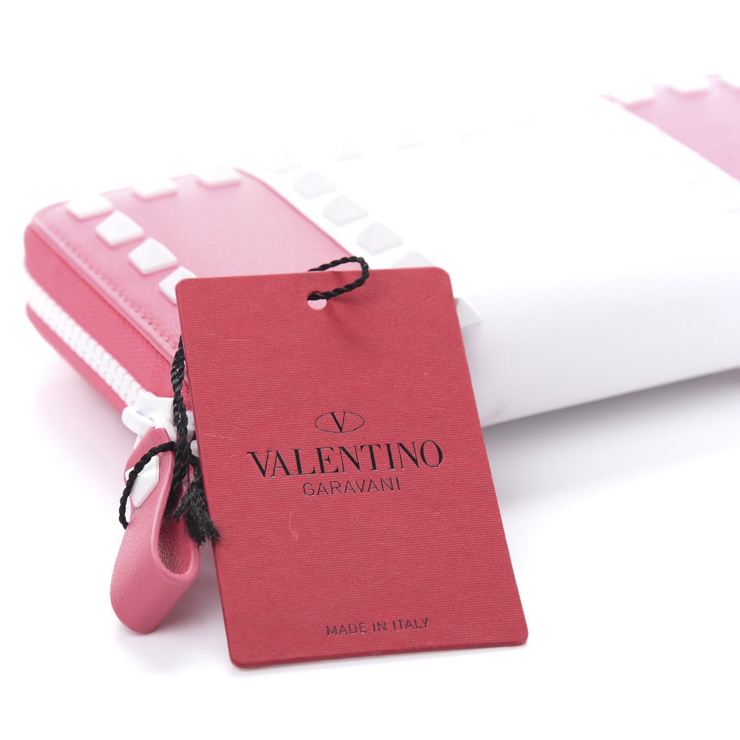 Vitello Colorblock Free Rockstud Zip Around Wallet Shadow Pink White